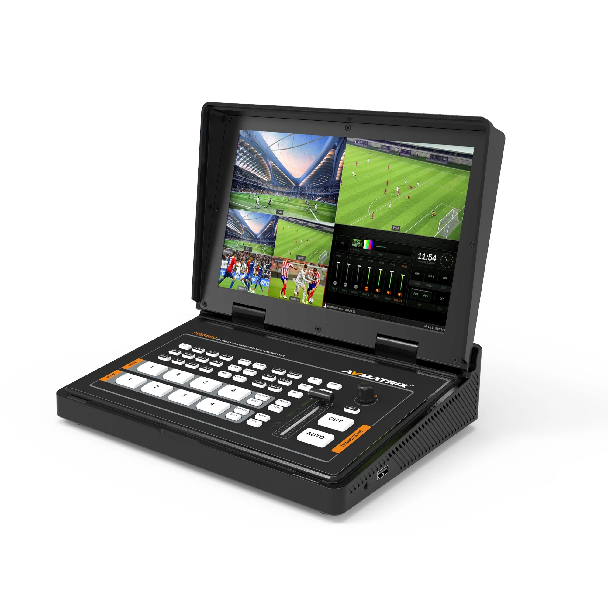 

PVS0403U Portable 10.1 inch FHD IPS LCD Monitor SDI HDMI Video Mixer Live Streaming Switcher