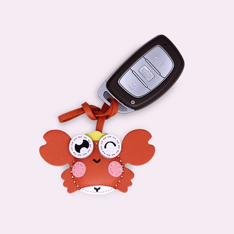 Dimy 2023 New Bunny Pendant Handmade Leather Bag Pendant Car Rearview Mirror Lamb Feather Pendant