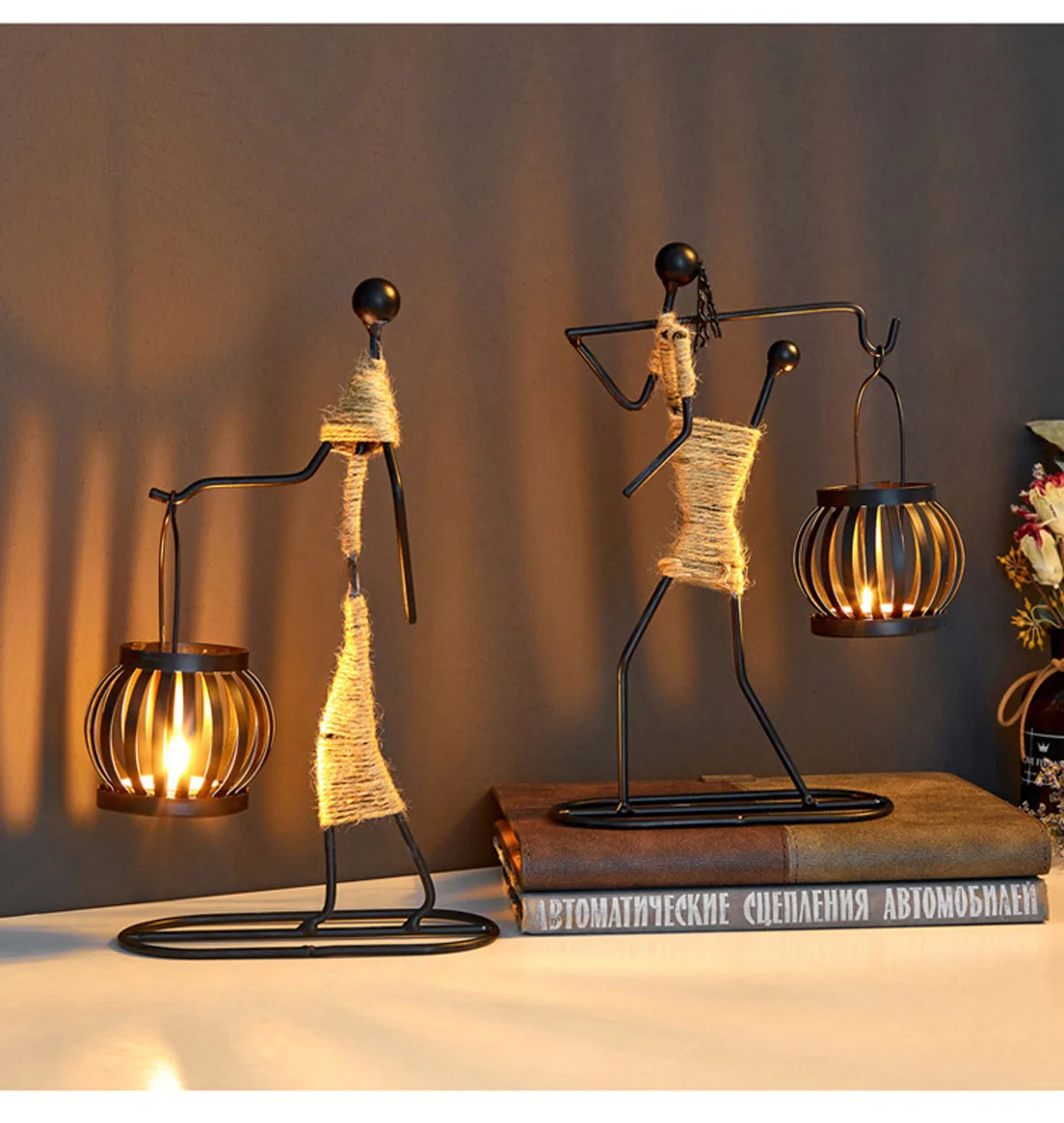 

Creative Nordic Candle Holder Candlestick Romantic Candlelight Dinner Iron Men Miniature Figurines Art Candle Holder Home Decor