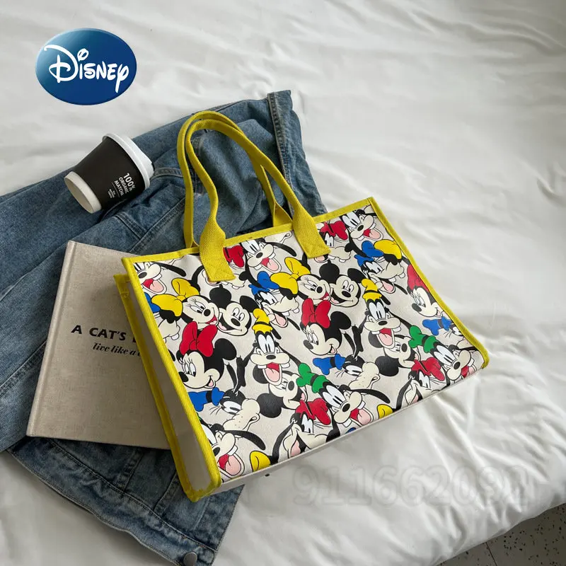 Disney Mickey New Women's Shoulder Bag Luxury Brand Women's Handbag Cartoon Fashion Canvas Tote Bag Large Capacity High Quality