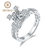 gems ballet 925 sterling silver moissanite ring 1ct round baguette moissanite engagement ring setting for women wedding