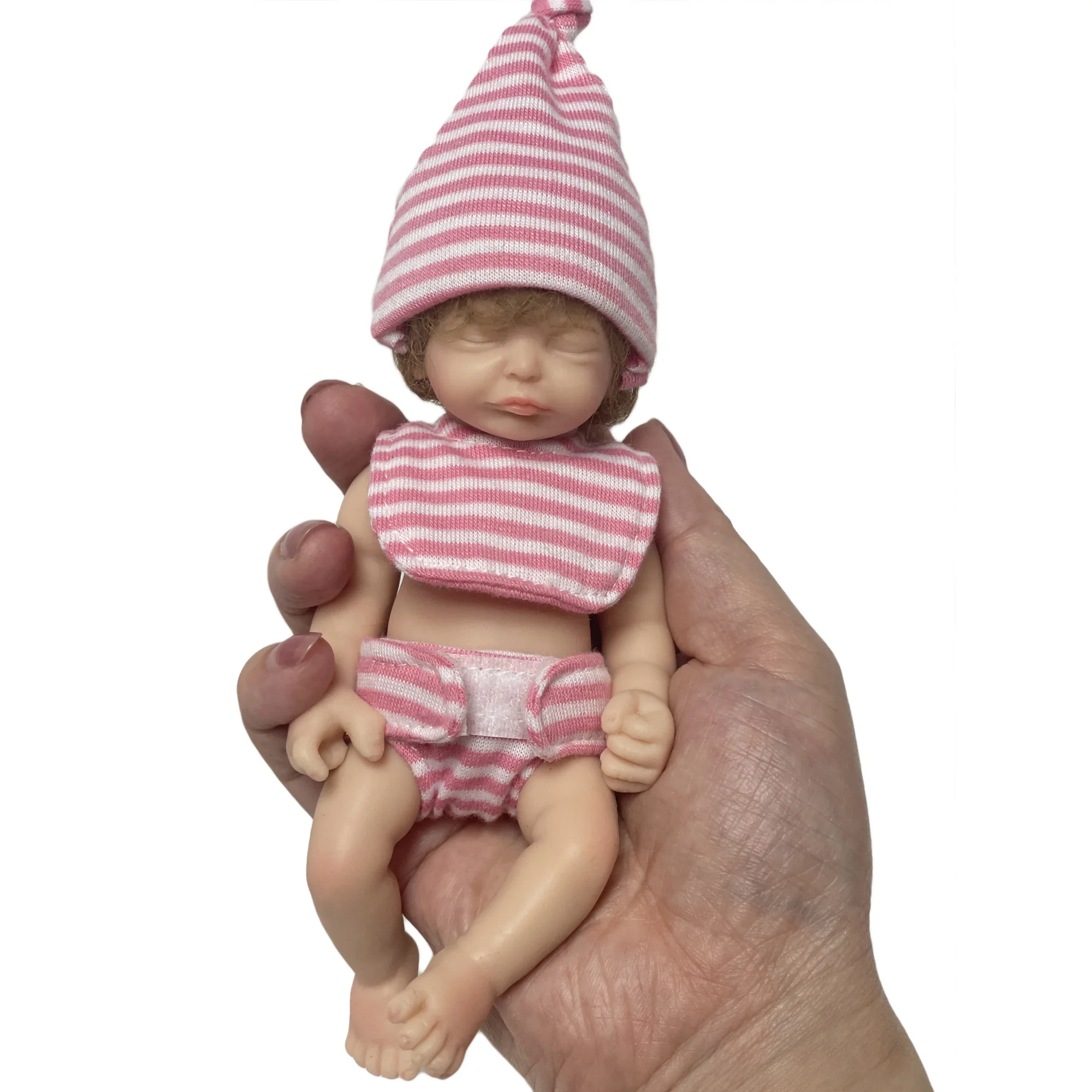 

6" Reborn Bebe Doll Full Soft Solid Silicone Mini Palm Root Blonde Hair Reborn Baby Doll Bebé Reborn De Silicona Cuerpo Entero