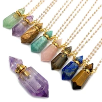 natural lapis lazuli perfume bottle necklace charm aromatherapy bottle ladies essential oil diffuser pendant diy accessories