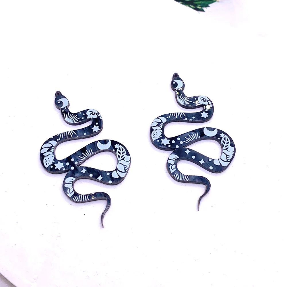 10 шт. большие пикантные черные лунные змеи акриловые серьги подвески роза цветок