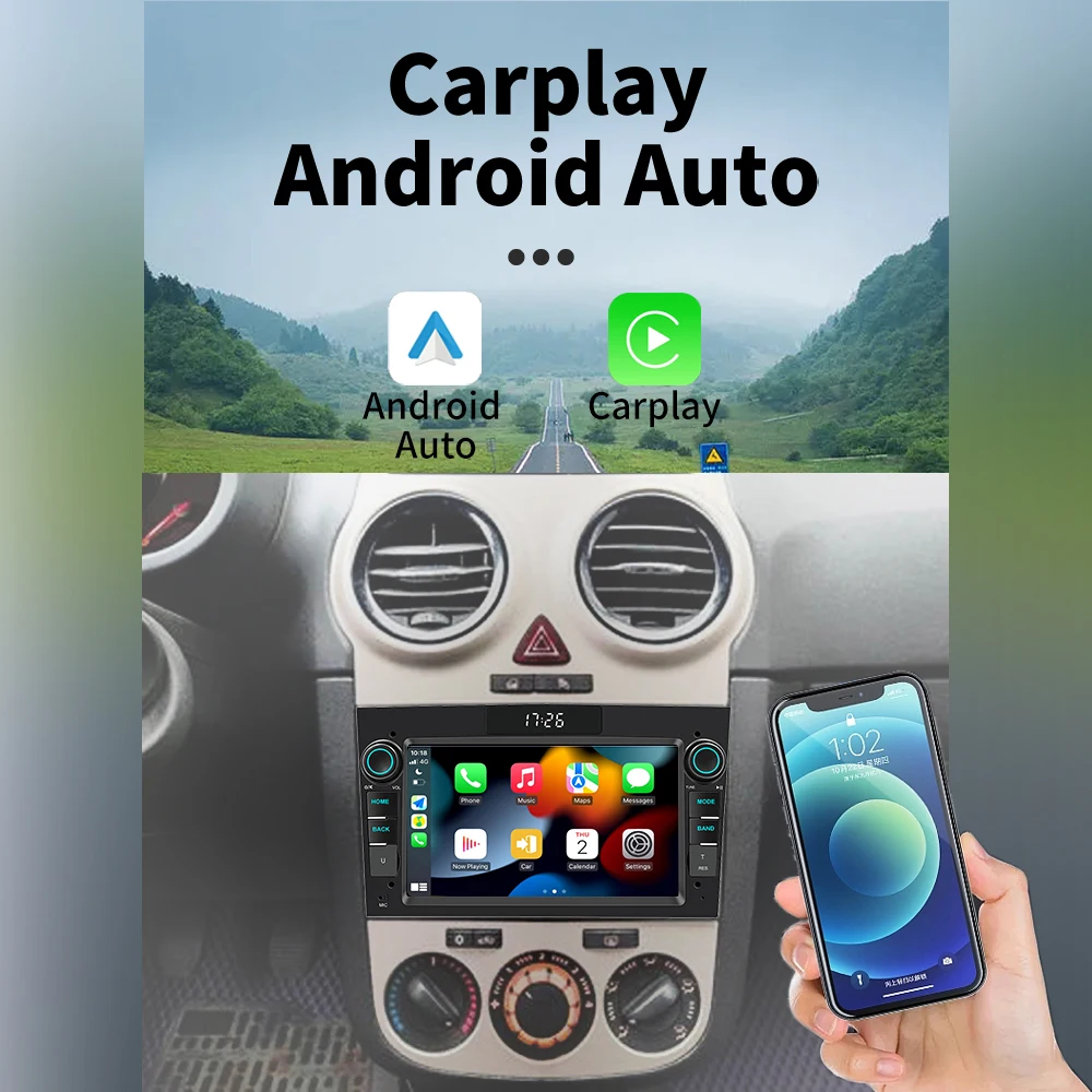 Фото 2 Din Android-радио с 7-дюймовым экраном, беспроводной Carplay, авторадио, автомобильный мультимедиа для Vauxhall Corsa D MK3 2007-2014, головное устройство, стерео GPS №3