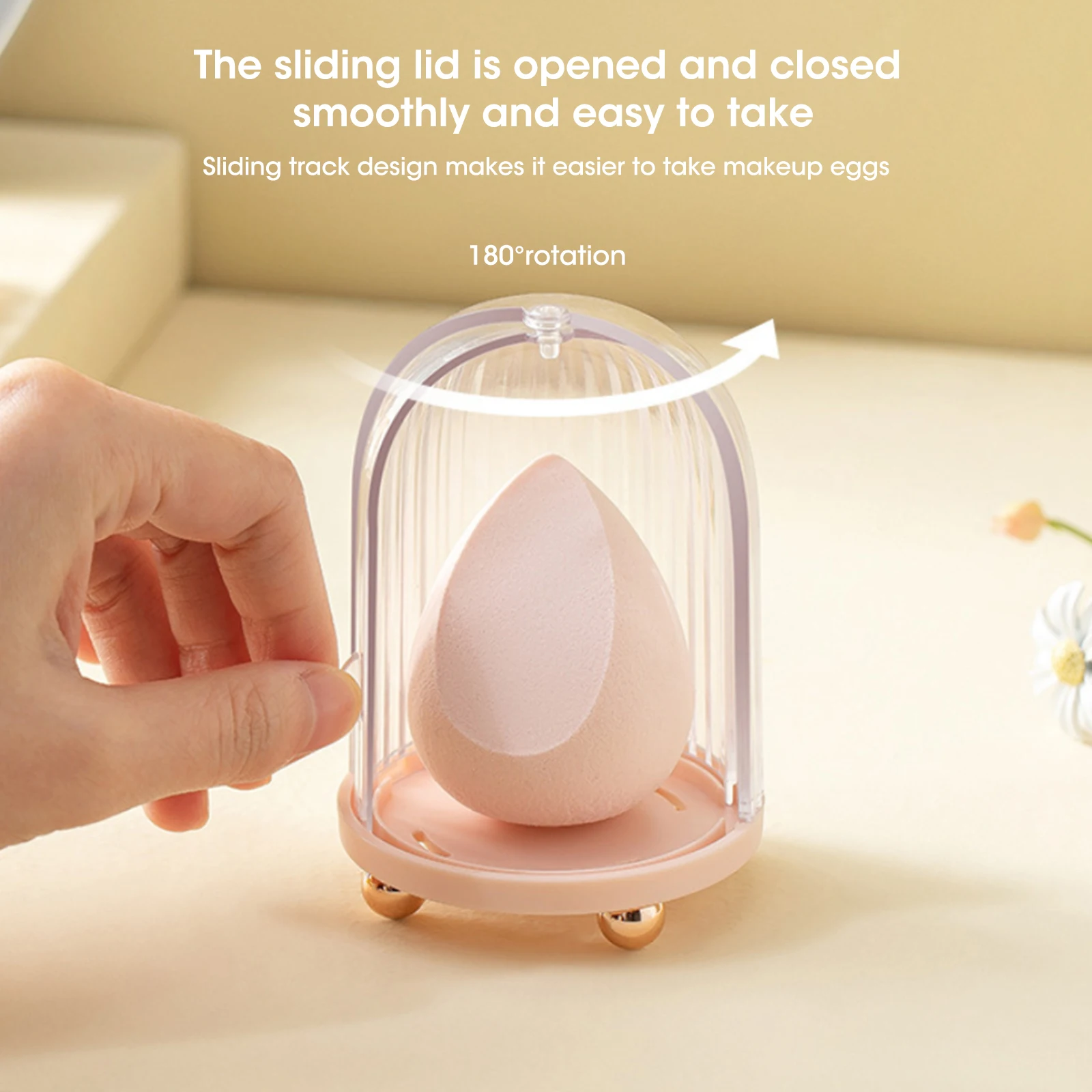 

Portable Beauty Egg Bracket with Dryer Cover Makeup Sponge Organizer Box Gourd Powder Puff Rack Holder Drying Stand