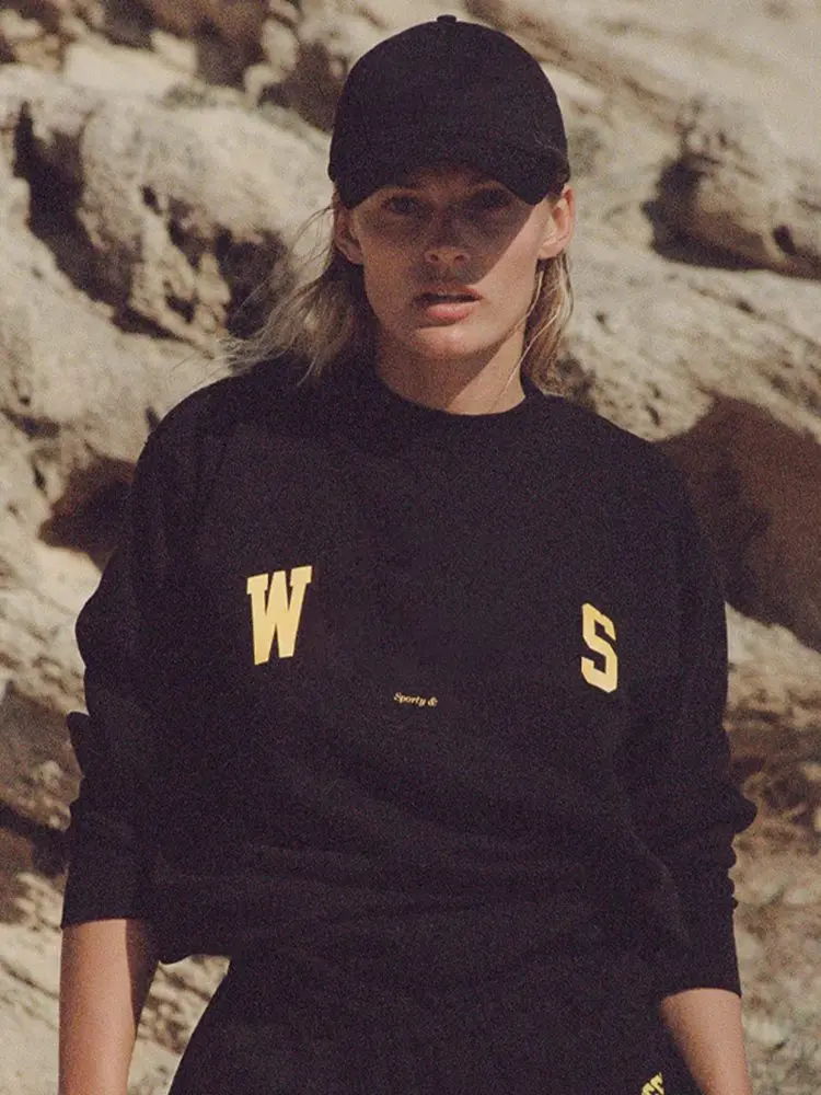 

2022 Spring and Autumn New Women Sweatshirt Letter Print Long Sleeve Loose Pullover Sweatshirt Black Hoodie