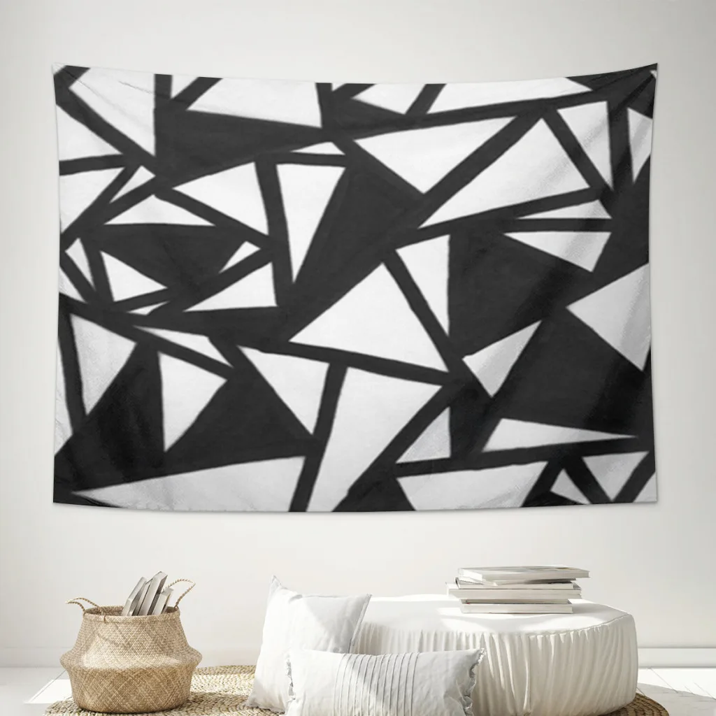 

Black-geometric-Background Fabric Ins Girl Room Decoration Dormitory Bedroom Wall Bedspread Cloth Anime Tapestry Farmhouse Decor