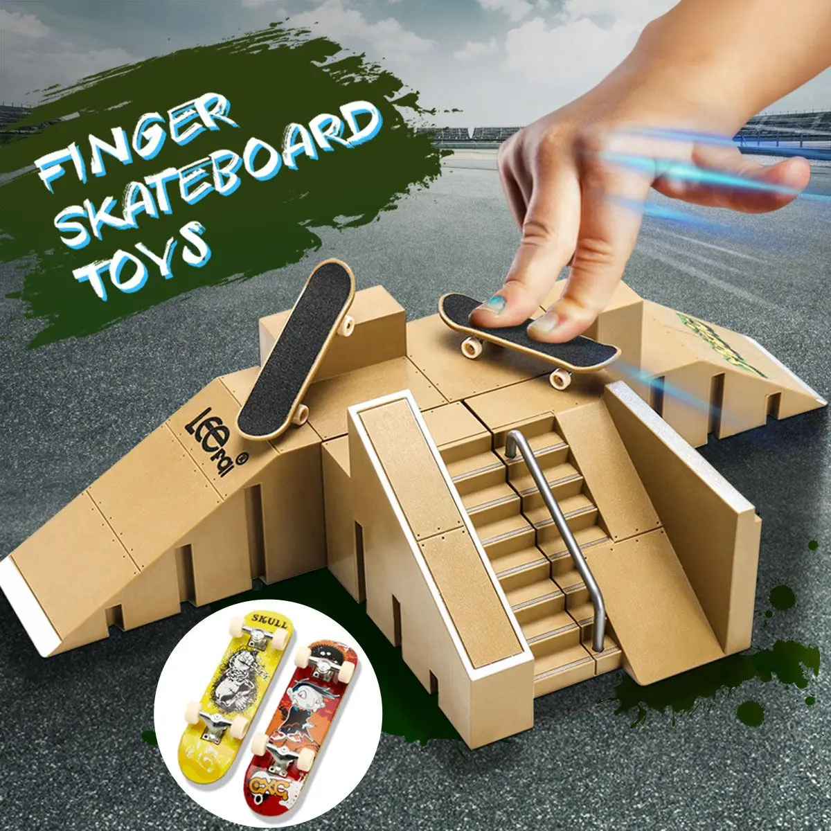 

1 Set Skate Park Ramp Kits Rain Finger Skateboard Tricks Invented Fingers Training Props Games Kids Interior Extreme Sport Toy