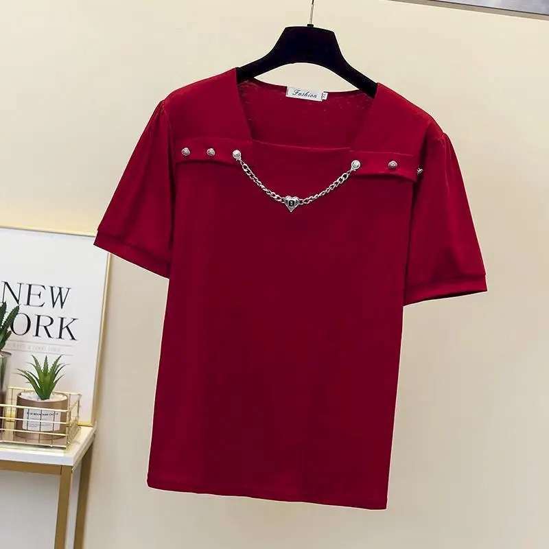 Футболка женская оверсайз с коротким рукавом, Повседневная Свободная тонкая рубашка с низом, дизайнерская одежда, на лето