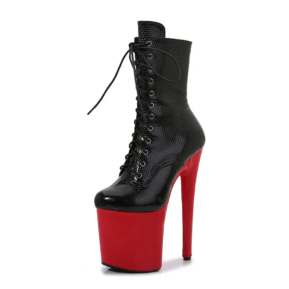 

2023 Gothic Pattern Pole Dancer INS Style 20CM Stripper Clubwear Sexy High Heel Ankle Boots Side Zip