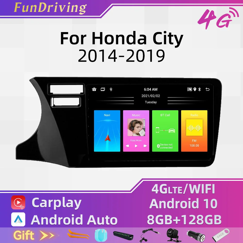 

Carplay Car Multimedia Player for Honda City 2014-2019 Car Radio 2 Din Android Stereo Navigation Head Unit Autoradio GPS Auto