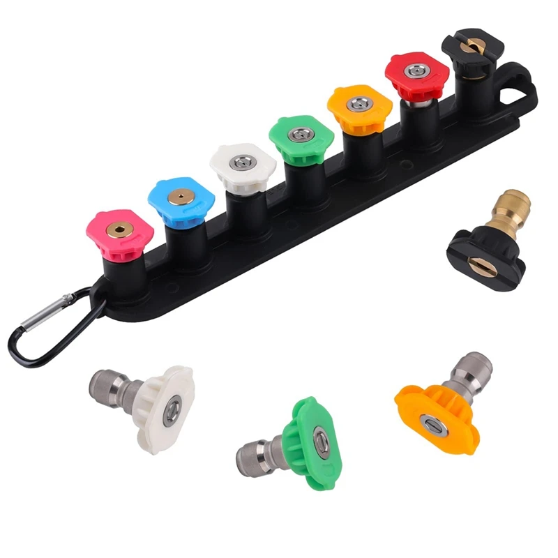 

Набор насадок для мойки высокого давления, аксессуары для мойки высокого давления с держателем сопла 11 наконечники распылителя 1/4 дюйма