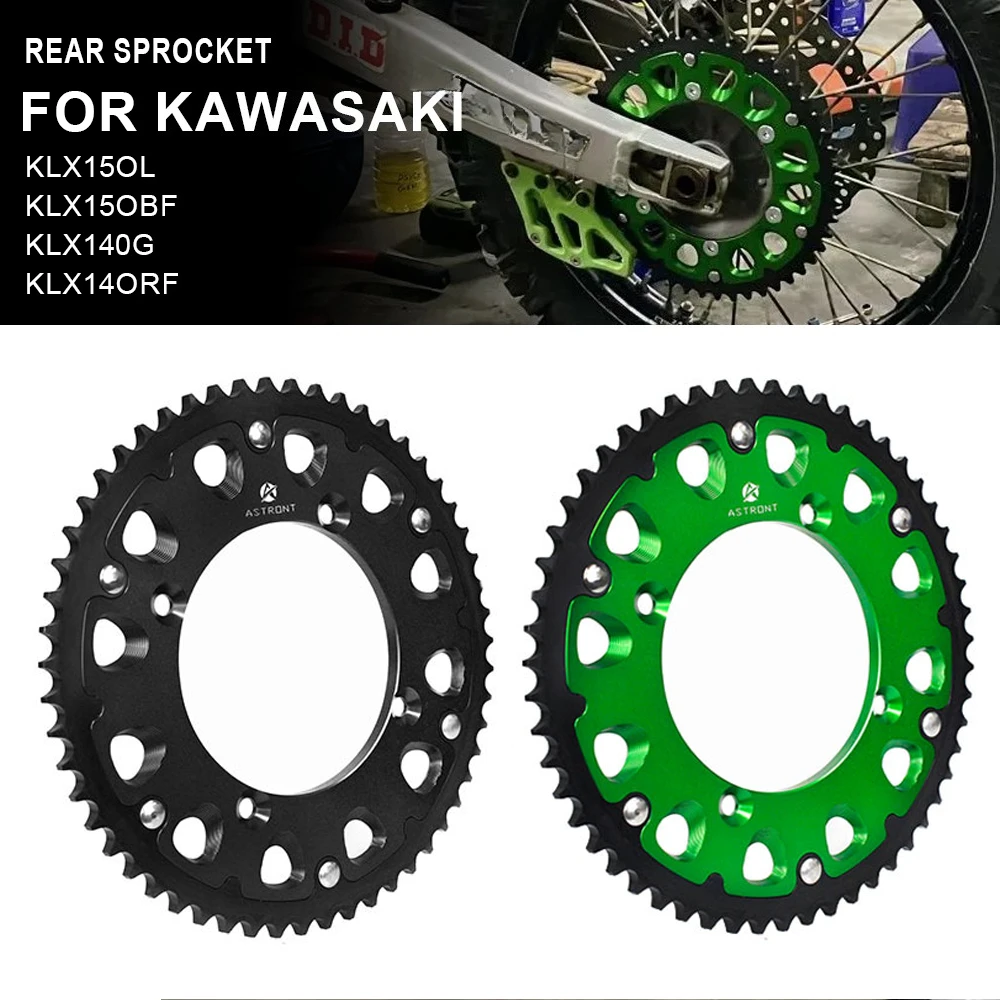 Фото Задняя звездочка из алюминия CNC 428 для Kawasaki KLX125/140/150, KLX150L, KLX140G, D-tracker150/125, KX65, RM65, KLX 125 2010-2014 №1