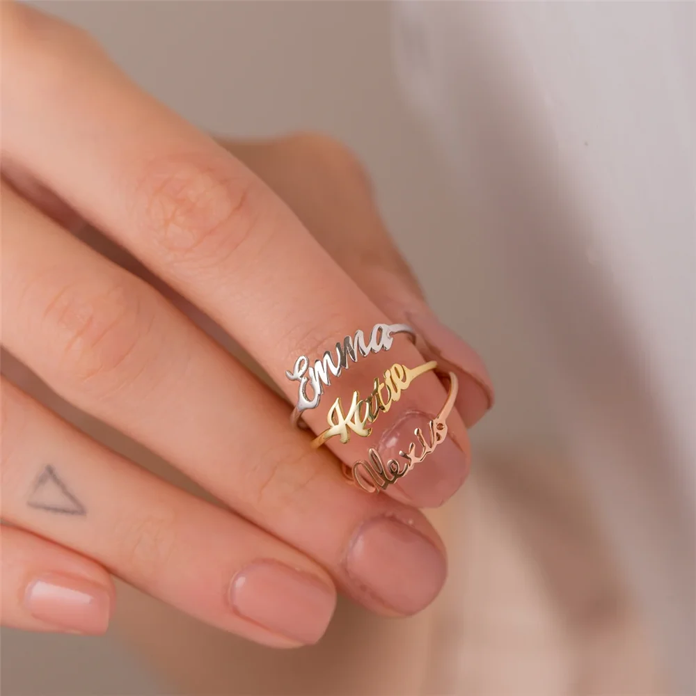 

Custom Name Ring Personalized Handmade Ring for Women Stainless Steel Letters Initials Ring Custom Jewelry Gift for Mom