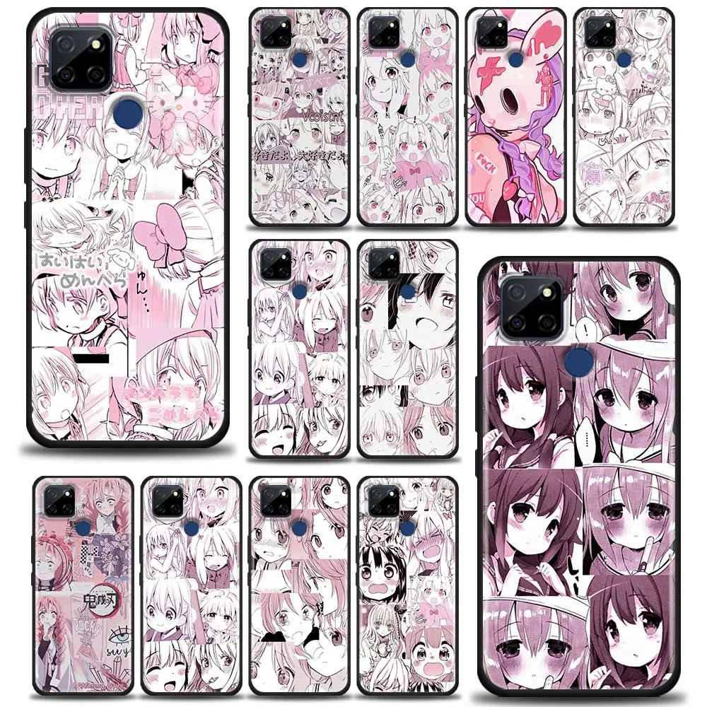 

Pink Manga Anime Kawaii Girl For Realme C1 C2 C21Y C25 C12 Case Soft Back Cover Phone Cases For OPPO Realme GT 5G GT2 Neo2 Coque