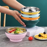 korean childrens anti scald bowls ramen noodles tableware home soup bowl stainless steel food salad container kitchen utensils