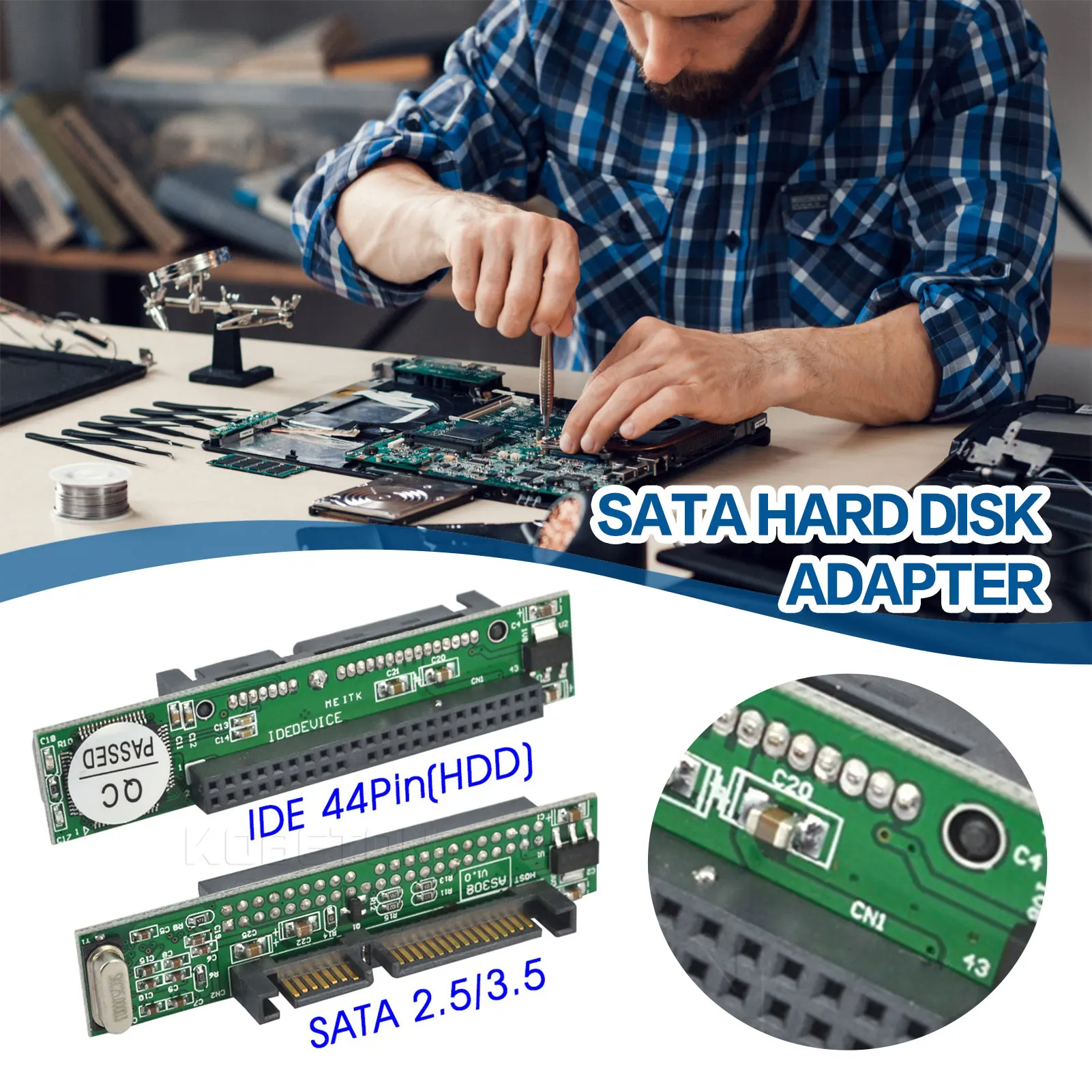 

Laptop IDE Adaptor Card No Need Extra Power Supply Switcher Works with all SATA Drives up to 500GB