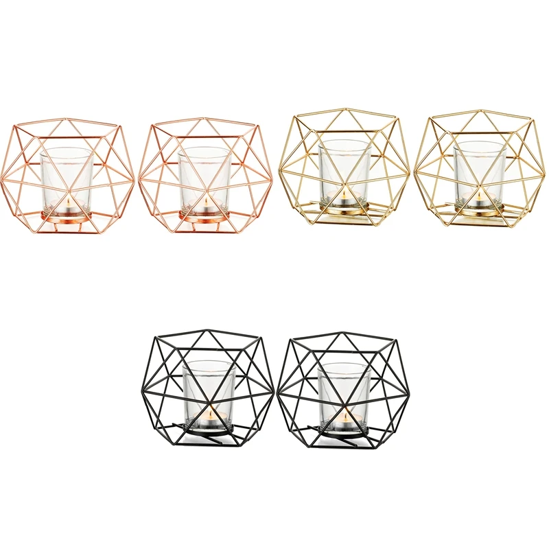 

Металлический подсвечник набор из 2 геометрических чайных ламп подсвечник столб подсвечник Современное украшение для дома