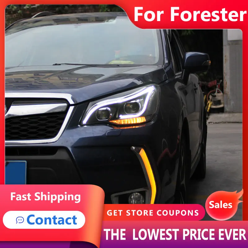 

Автомобильные светодиодные фары для Subaru Forester 2013-2018, Стайлинг фар, динамический указатель поворота, светодиодные линзы, передние фары, автоаксессуары