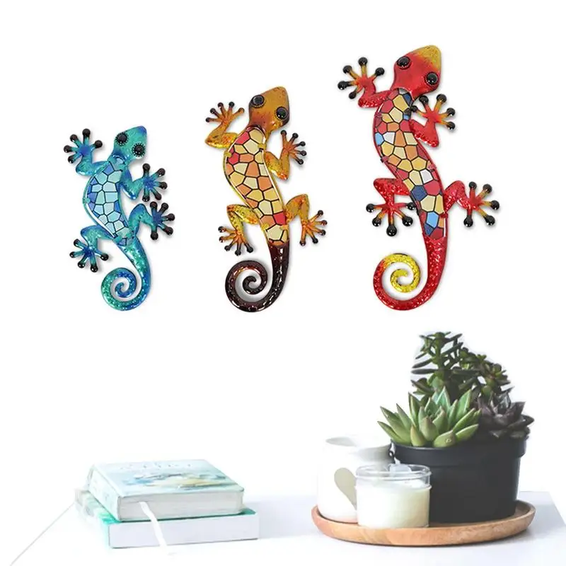 

Металлический Настенный декор, 3 предмета, уличные настенные художественные декорации, двор, искусство с крючком, красочный металлический двор, искусство для сада, забора