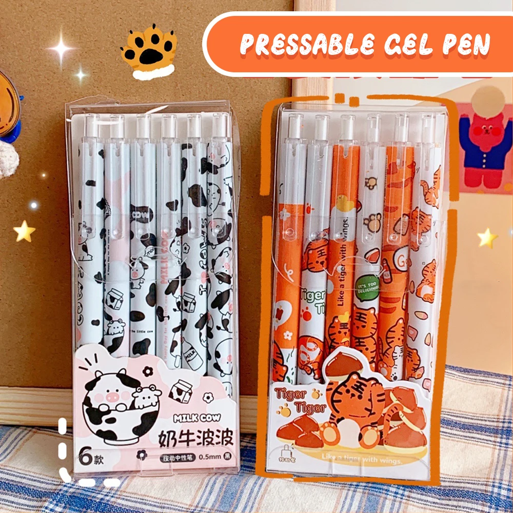 

Tiger Pattern Push Pen Lovely Cute Colorful For Office School Stationery Pen Gel Pen For Students Durable Plastic Boligrafos