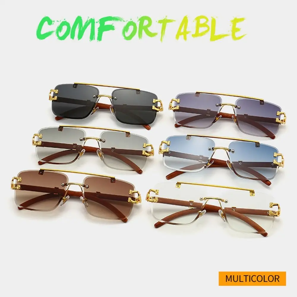 

Солнцезащитные очки без оправы UV400 для мужчин и женщин, винтажные Квадратные аксессуары с украшением в виде головы гепарда, черные, серые металлические очки