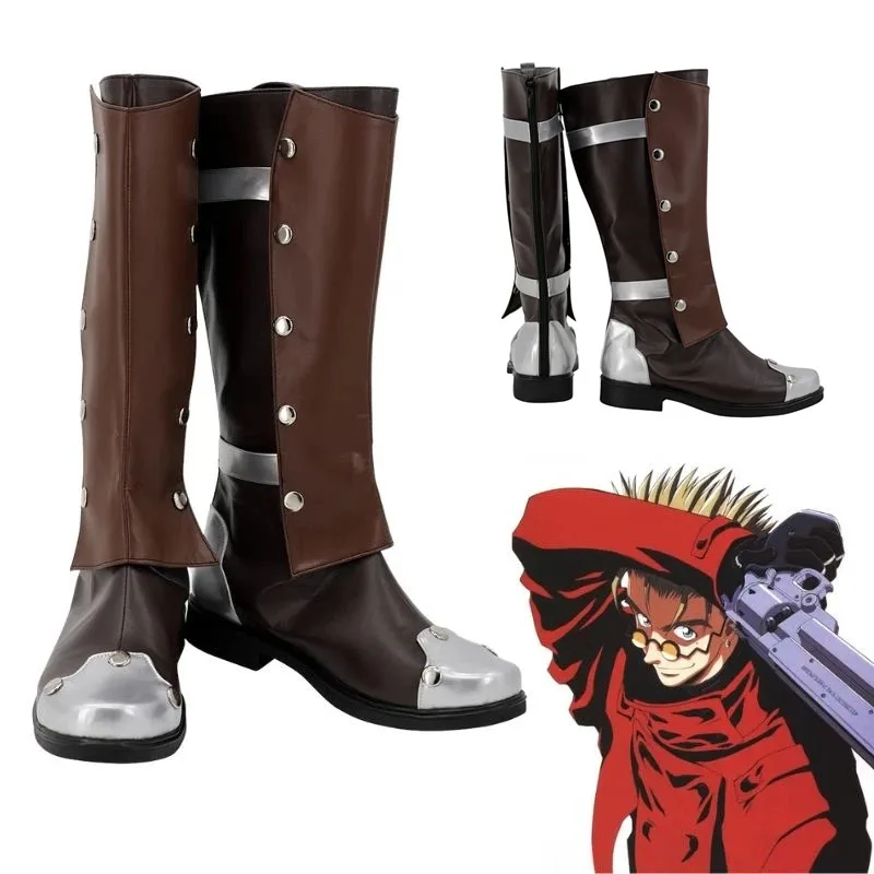 

TRIGUN Vash the Stampede Cosplay Shoes PU Leather Boots For Adult Men Women Halloween Costume Accessories Custom Made