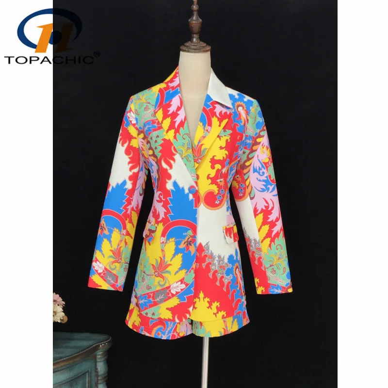 

Женский костюм из двух предметов, однобортный облегающий Блейзер средней длины с принтом и шорты с высокой талией, Осень-зима 11,1