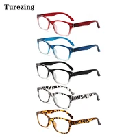 turezing 5 pack spring hinge reading glasses men and women rectangular frame decorative eyeglasses prescription hd reader 0600