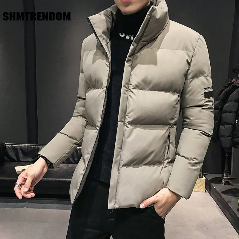 

2023 New Windproof Winter Parka Coat Men Fashion Thicken Winter Jacket Male Solid Color Stand Collar Zipper Casual Down Parkas