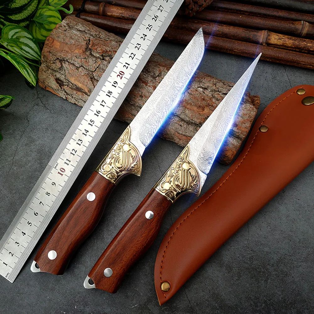 

Carbon Steel Boning Knives Wood Handle Camping Hunting Knife Outdoor Cleaver Survival Knife Meat Fruit Vegetables Kitchen Knives