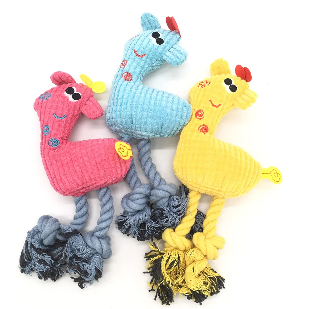 

Corn Grain Cotton Rope Deer-shaped Plush Pet Squeak Toy To Accompany Pets Small Large Dogs And Cats Puppy Molar Chewing Toys