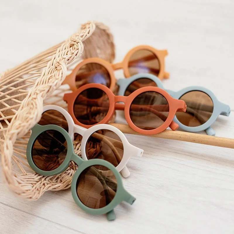 

Детские солнцезащитные очки ретро матовая круглая оправа детские Персонализированные Солнцезащитные очки с защитой от ультрафиолета очки для детей милая маленькая оправа