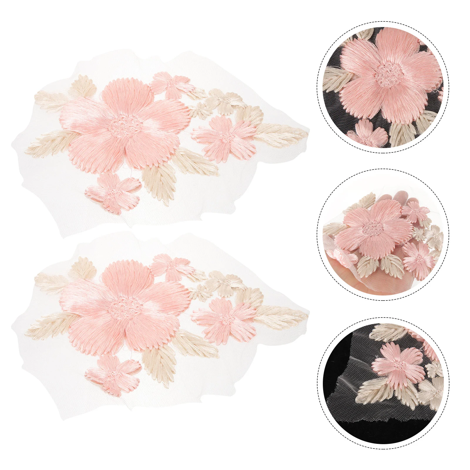 

2 Pcs Flower Patches Iron Floral Applique Clothes Appliques Clothing Wedding Dress