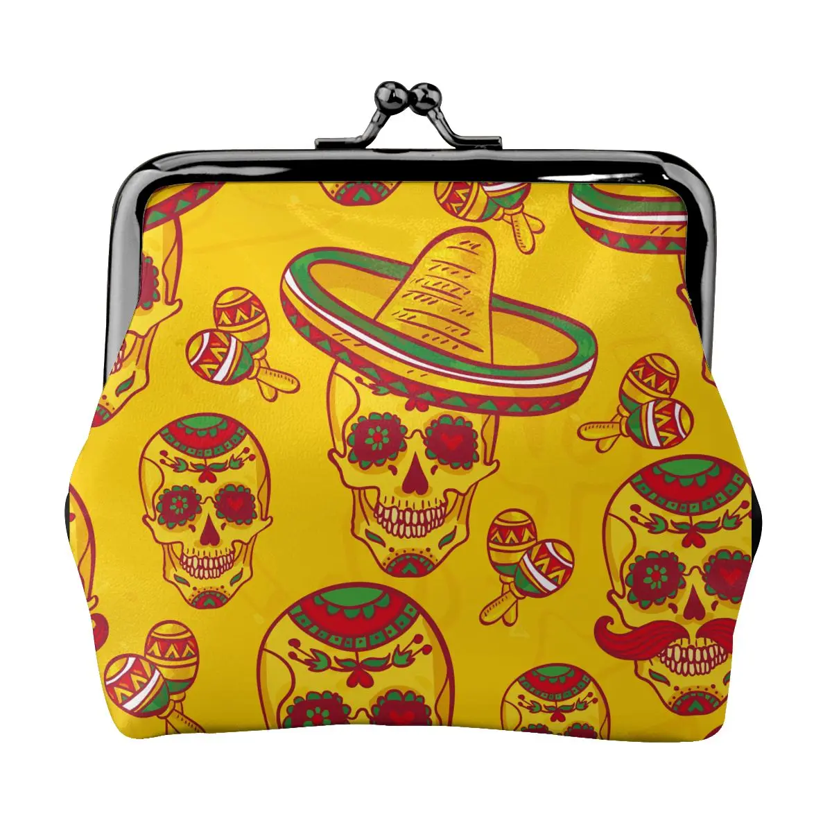 

Small Wallet Women Mini Printing Coin Purses Hasp Cash Card Handbags Clutch Money Change Bag Skull And Sombrero Day Of The Dead