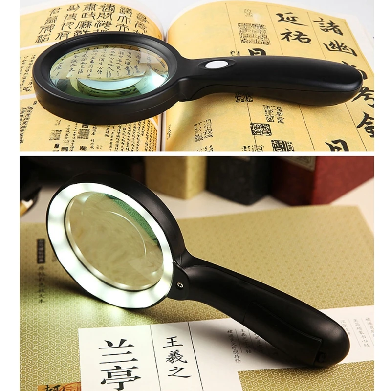 

1Pc Lighted Magnifying Glass-10X Hand Held Large Reading Magnifying Glasses with 12 LED Illuminated Light for Seniors, Repair