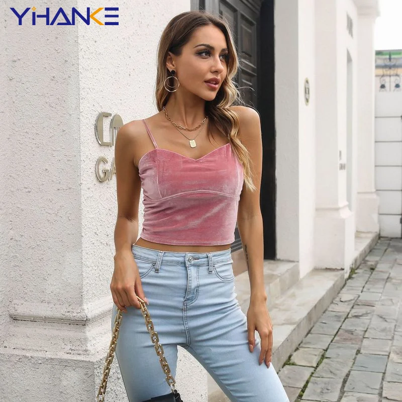 

Women Sexy Corduroy Tank Top for Women Halter Bodycon Skinny Sexy Camisole Cotton Velvet Sleeveless Women Corset Tops