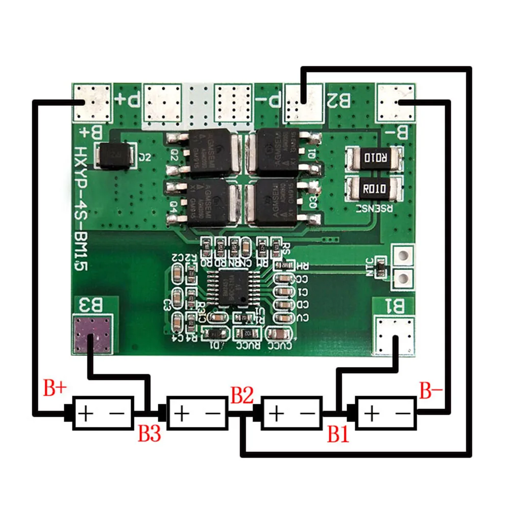 

4S 12.8V 14.4V 16.8V Lifepo4 Li-ion Lipo Lithium Battery Protection Board BMS 14A Limit 20A PCB 4 Cell Pack PCM 3.2V Board