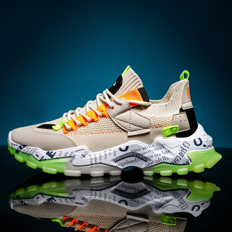 

Men's Running Shoes Sneakers Elastic Soles Soft and Comfortable Jogging Outdoor Sports and Leisure Cool Thick-soled Casual Shoes