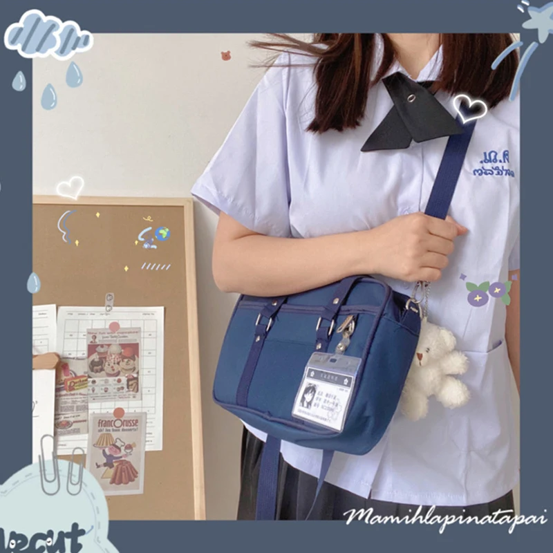 

Jk Uniform Bag Female Student Bag Japanese Canvas Campus Shoulder Bag Lolita Bag Solid Color Messenger Bag Commuter Bag