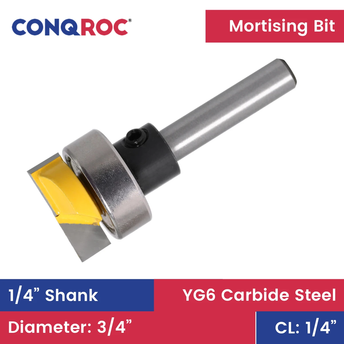 

1/4" (6.35mm) Shank Hinge Mortising Router Bit with Top Bearing Wood Template Milling Cutter Diameter-3/4" Cutting Length-1/4"