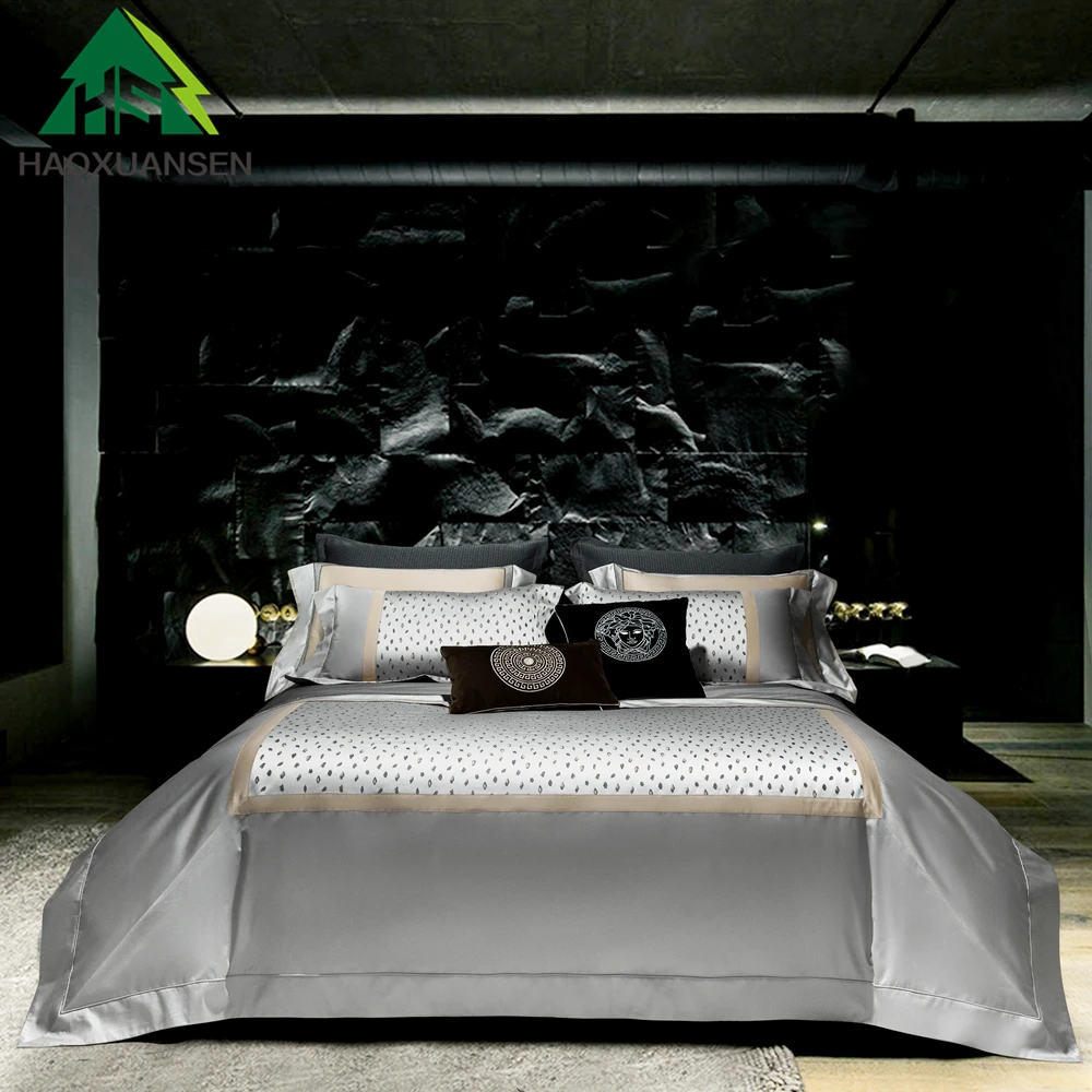 

Wild Leopard Print Design With Silver Fabric Bedding Sets 4Pieces Yarn Dyed Jacquard Bed Linens Duvet Cover Pillowcase Bedsheet