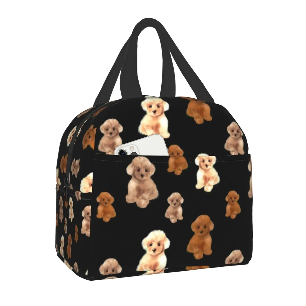 

Teacup Poodle Dog Portable Lunch Box for Women Multifunction Pet Lover Thermal Cooler Food Insulated Lunch Bag Office Work