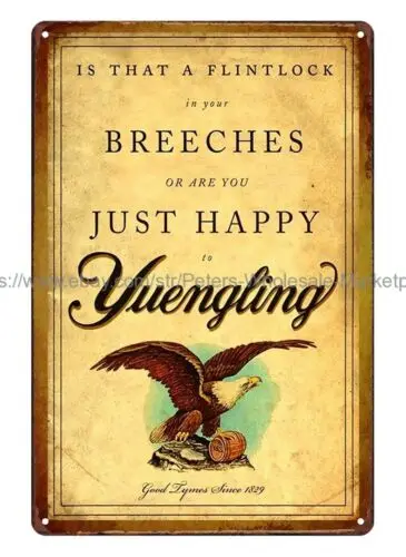 Фото Металлическая комнатная настенная мужская пещера Yuengling пивной металлический жестяной знак №1