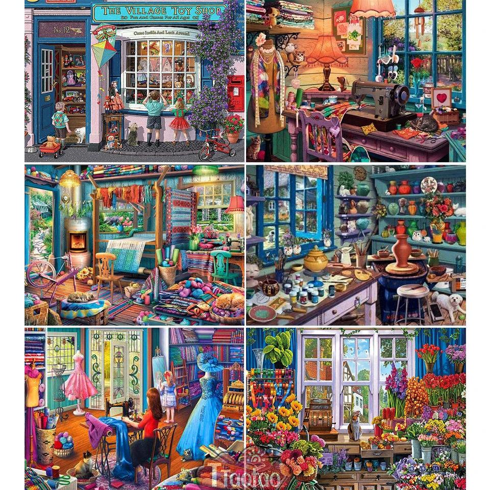 Алмазная картина «сделай сам», магазин, кухня и домашний пейзаж, картина с полными стразами, 5D алмазная вышивка, мозаика, Декор, хобби ручной работы