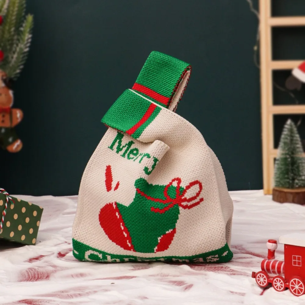 

Повседневная рождественская вязаная сумка, вязаная многофункциональная рождественская сумка ручной работы, многоразовая праздничная подарочная сумка, мультяшная сумка для конфет