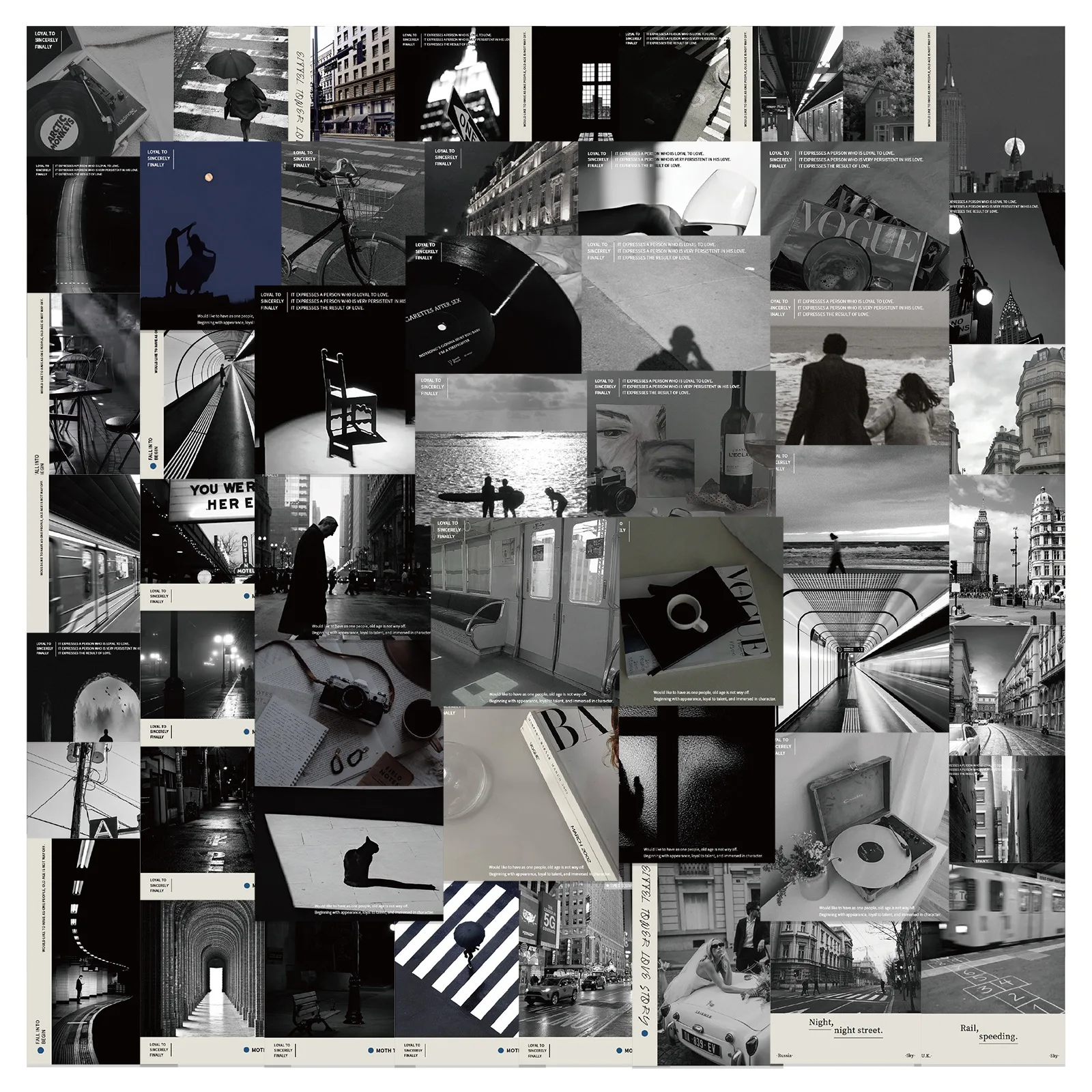 

10/30/52PCS Black White British Style Ins Stickers Landscape Decoration Decals Toy Waterproof DIY Phone Luggage Notebook Laptop