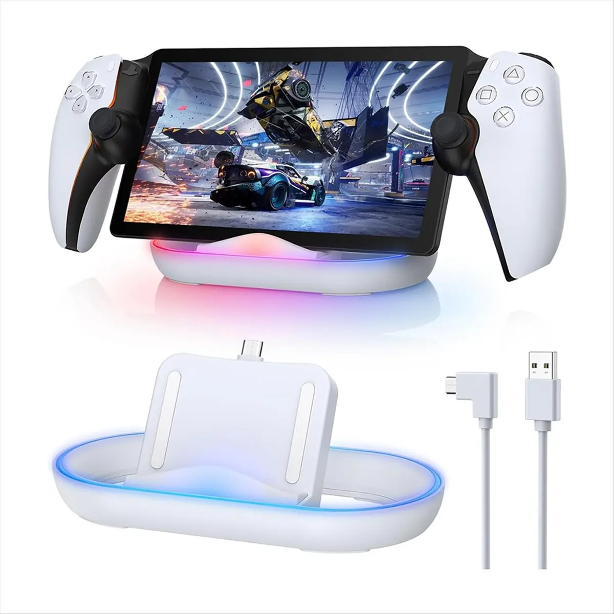 Зарядная док-станция для Portal, зарядная подставка для Portal с RGB-подсветкой и USB-C кабелем для зарядки - AD23 (art.: 3920dad932fee) - 3920dad932fee
