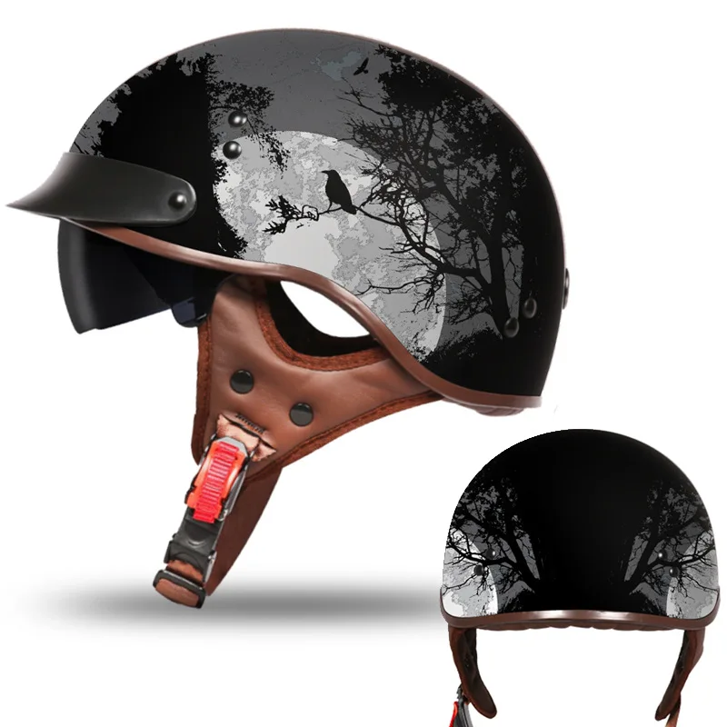 AD Electric Battery Motorcycle Helmet Men and Women Summer Sun Protection Scoop Helmet Retro Half Helmet Motorcycle Helmet